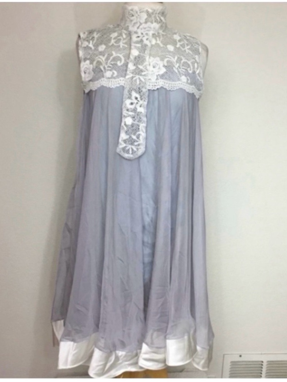 New Clocolor Women's High Neck White Lace Iridescent Lavender Dress XL Coquette